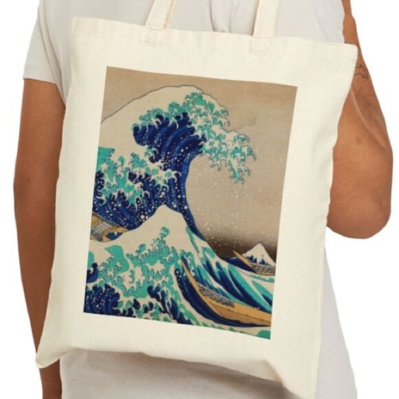Kanagawa Great Wave Cotton Tote Bag - Picture 7 of 7